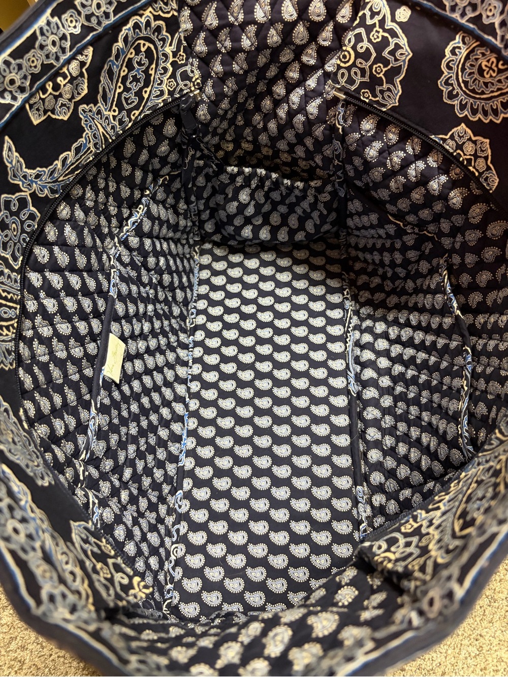 Vera Bradley Quilted Paisley Navy Travel Tote - Picture 12 of 14